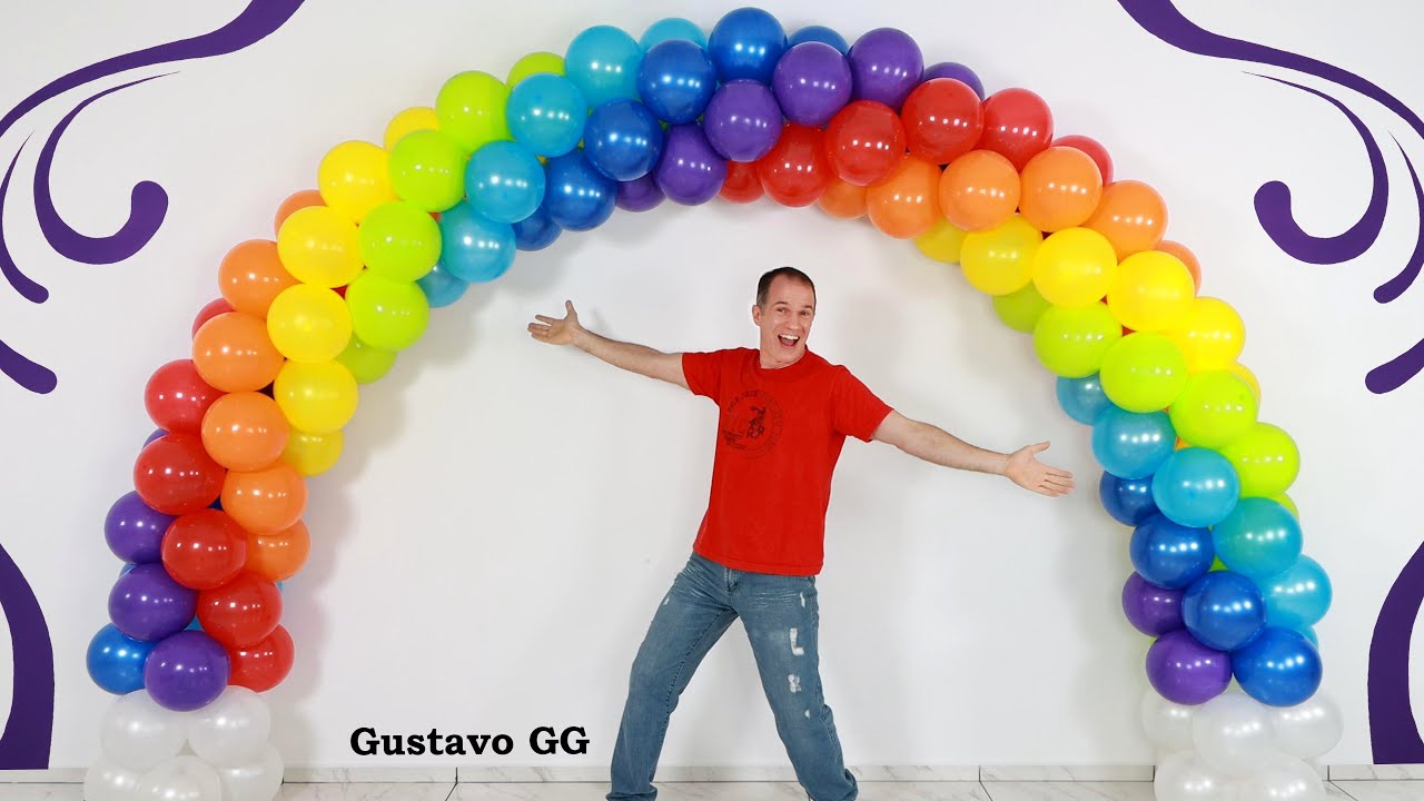 COMO HACER UN ARCO DE GLOBOS 🤩 arcoiris de globos 🌈 decoración con globos - arco de globos Gustavogg