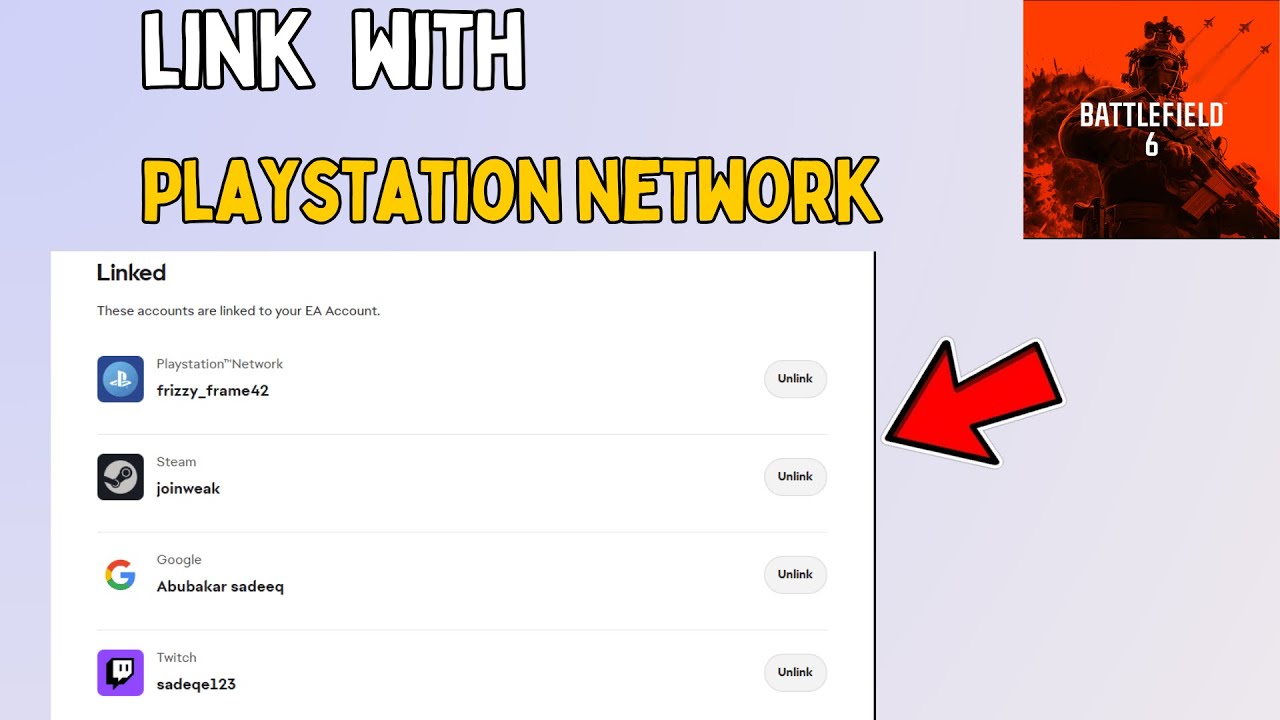Как привязать и отвязать PlayStation Network от учетной записи Battlefield 6