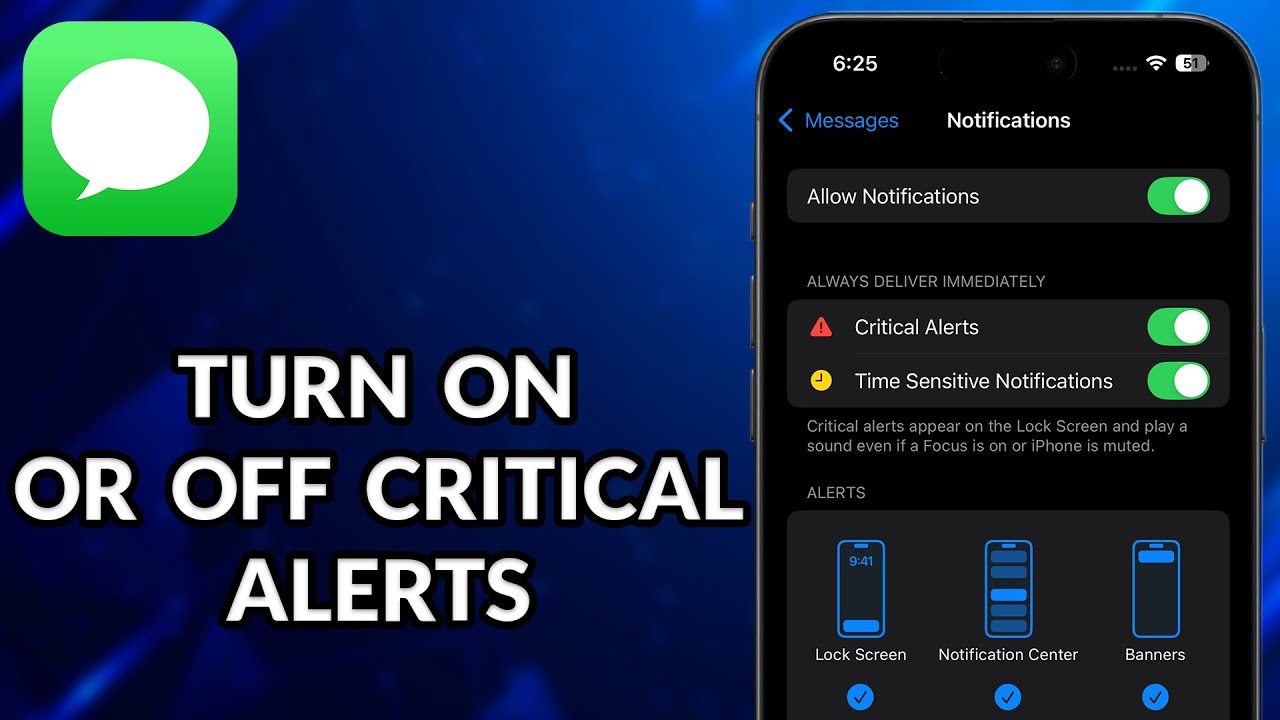 How To Turn On Or Off Critical Alerts Notifications On Messages App On iPhone