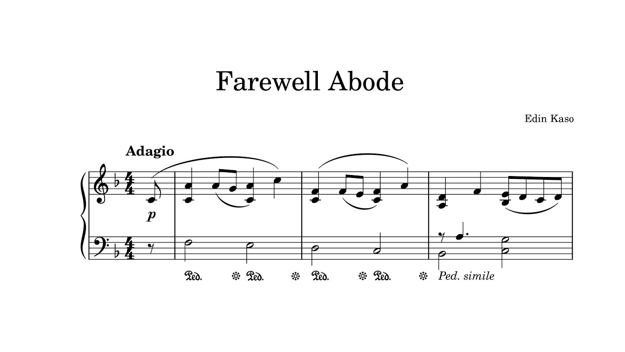 Farewell Abode | Original Piano Composition (Sheet Music Video) - Edin Kaso