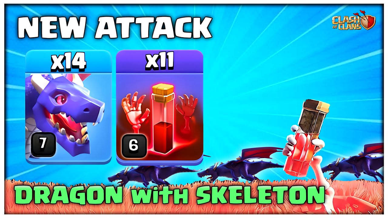 NEW TH12 Attack | DRAGON + SKELETON SPELL Attack Strategy in Clash of Clans