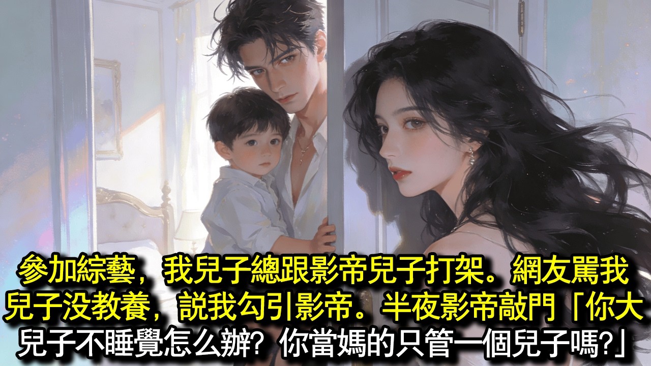 參加帶娃綜藝，兒子總跟影帝兒子打架。網友大罵我兒子沒教養，說我勾引影帝。半夜影帝敲門「你大兒子不睡覺怎麼辦？你當媽的就只管一個兒子嗎？ 」#完結 #愛情 #故事