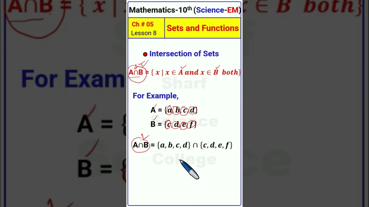 Intersection of Sets | Math Class 10 | Unit 5 | Sets and Functions