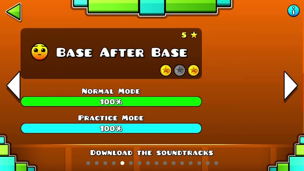 What will I get on my first try on every level in geometry dash?