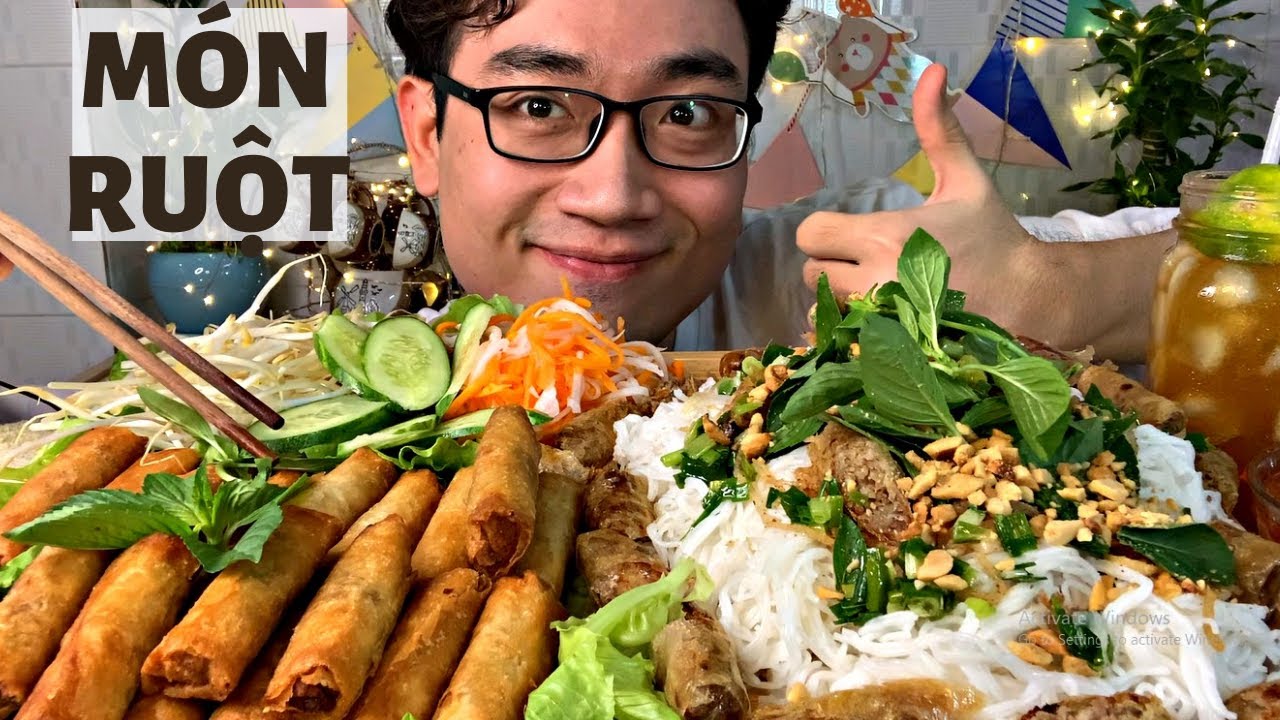 Quất Sạch Mâm Bún Bì Chả Giò Siêu To Siêu Khủng Long + 20 Cuốn Chả Giò Ăn Ngay Món Ruột Đã Cái Nư