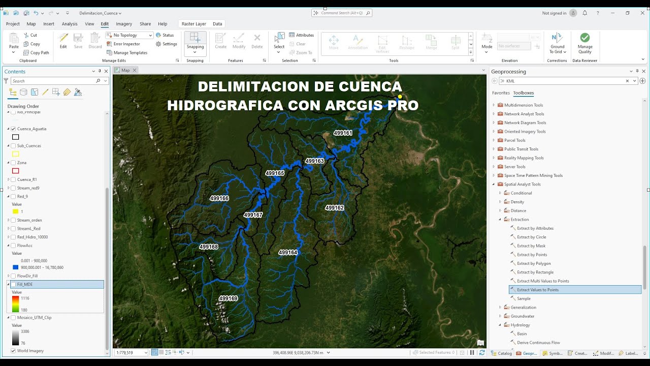 Delimitación de cuencas hidrográficas y Unidad Hidrográfica ArcGIS Pro