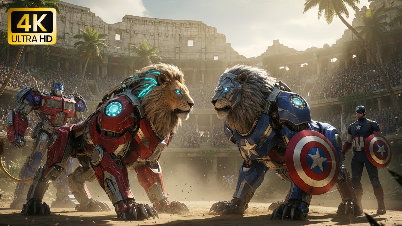 Optimus Prime’s Lion vs Captain America’s Lion | Brutal Forest Arena Battle