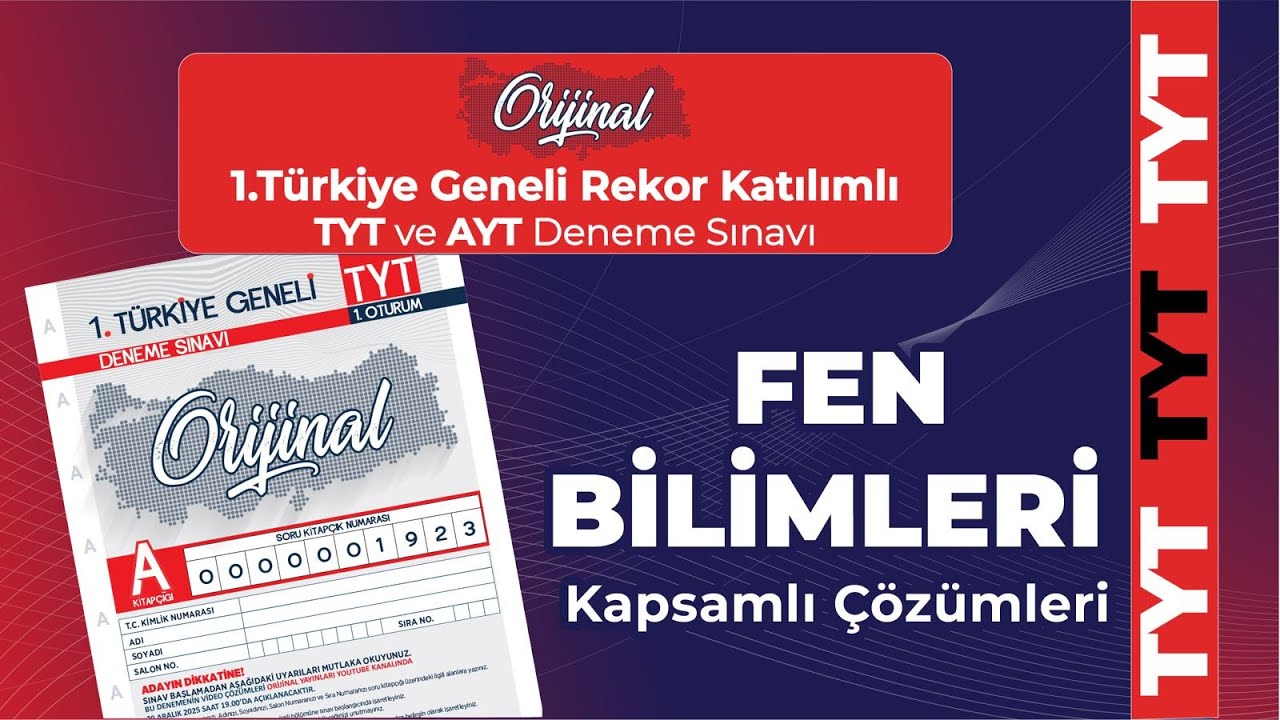 Orijinal yayınları 2025 -2026  1.Türkiye Geneli Denemesi - TYT Fen Çözümleri