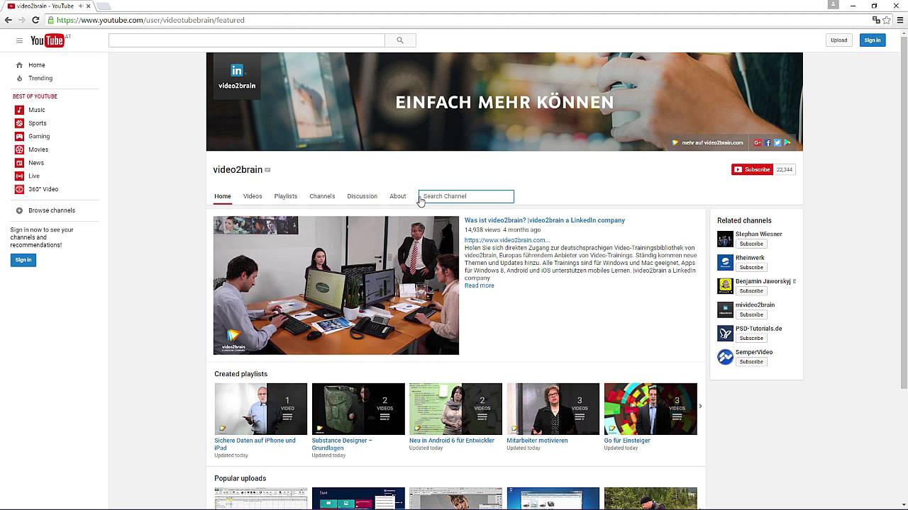 video2brain bündelt Inhalte für alle im Hauptkanal |video2brain.com