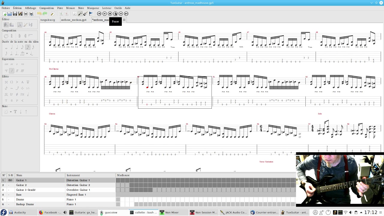 Anthrax / Madhouse on TuxGuitar + Guitarix