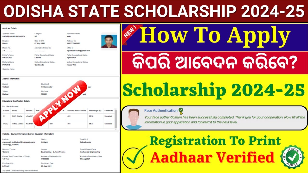 Odisha State Scholarship Apply Online 2024//How to Apply Odisha State State Scholarship 2024-25