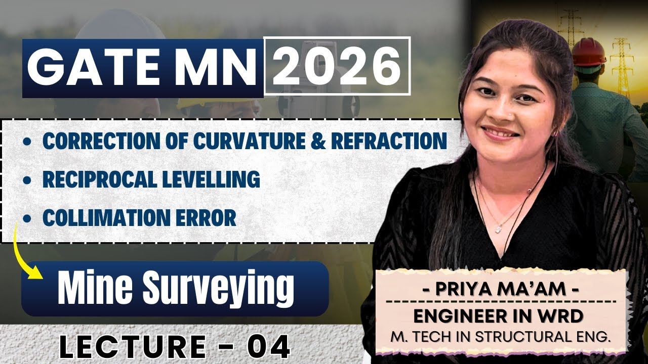 GATE MN 2026 | Mine Surveying | Lec-4 | Reciprocal Levelling | Correction of Curvature & Refraction