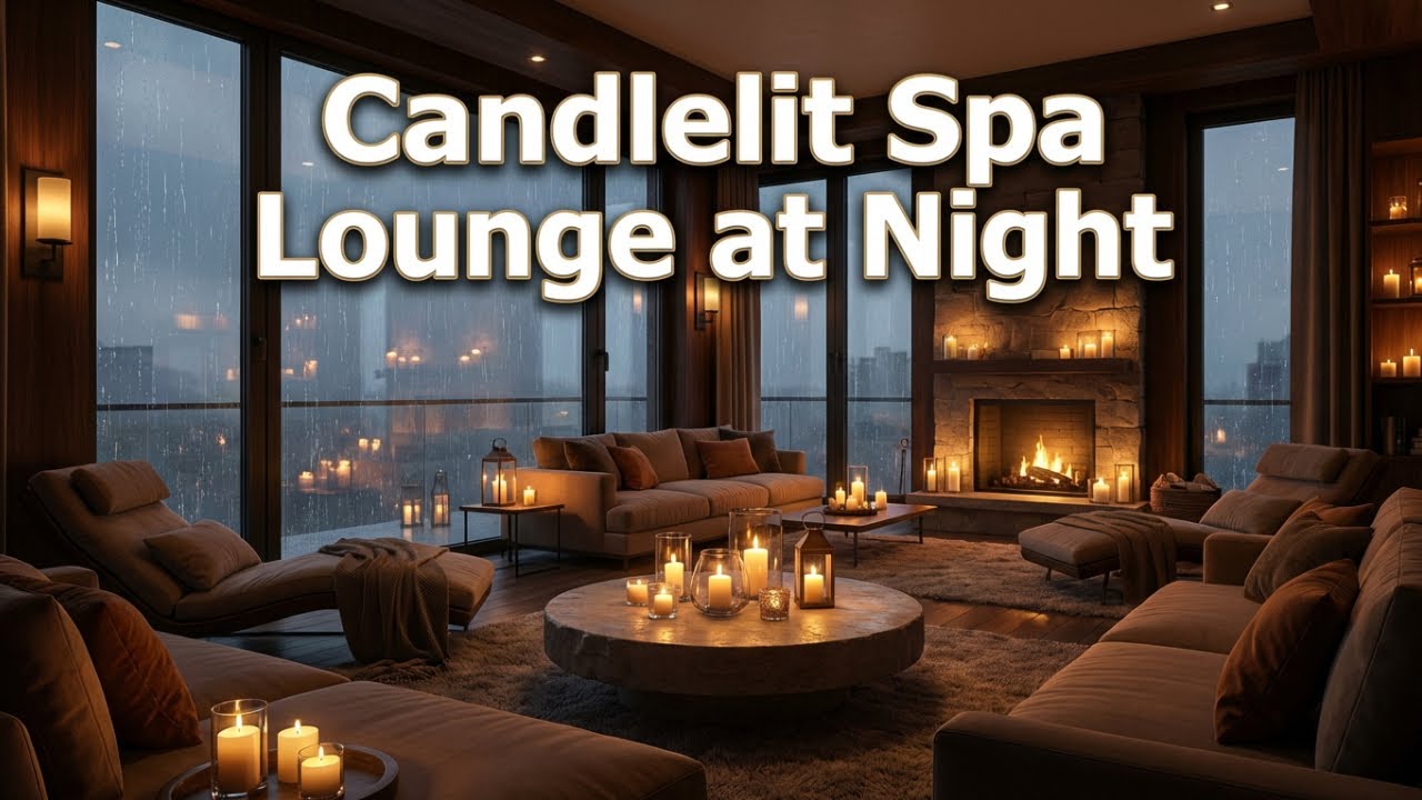 Candlelit Spa Lounge at Night:  Rain Sounds for Deep Sleep