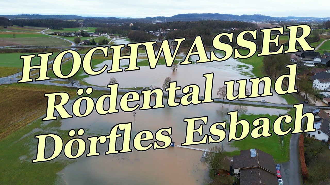 HOCHWASSER in Rödental und Dörfles Esbach - 25.12.2023 - mit Drohnenaufnahmen