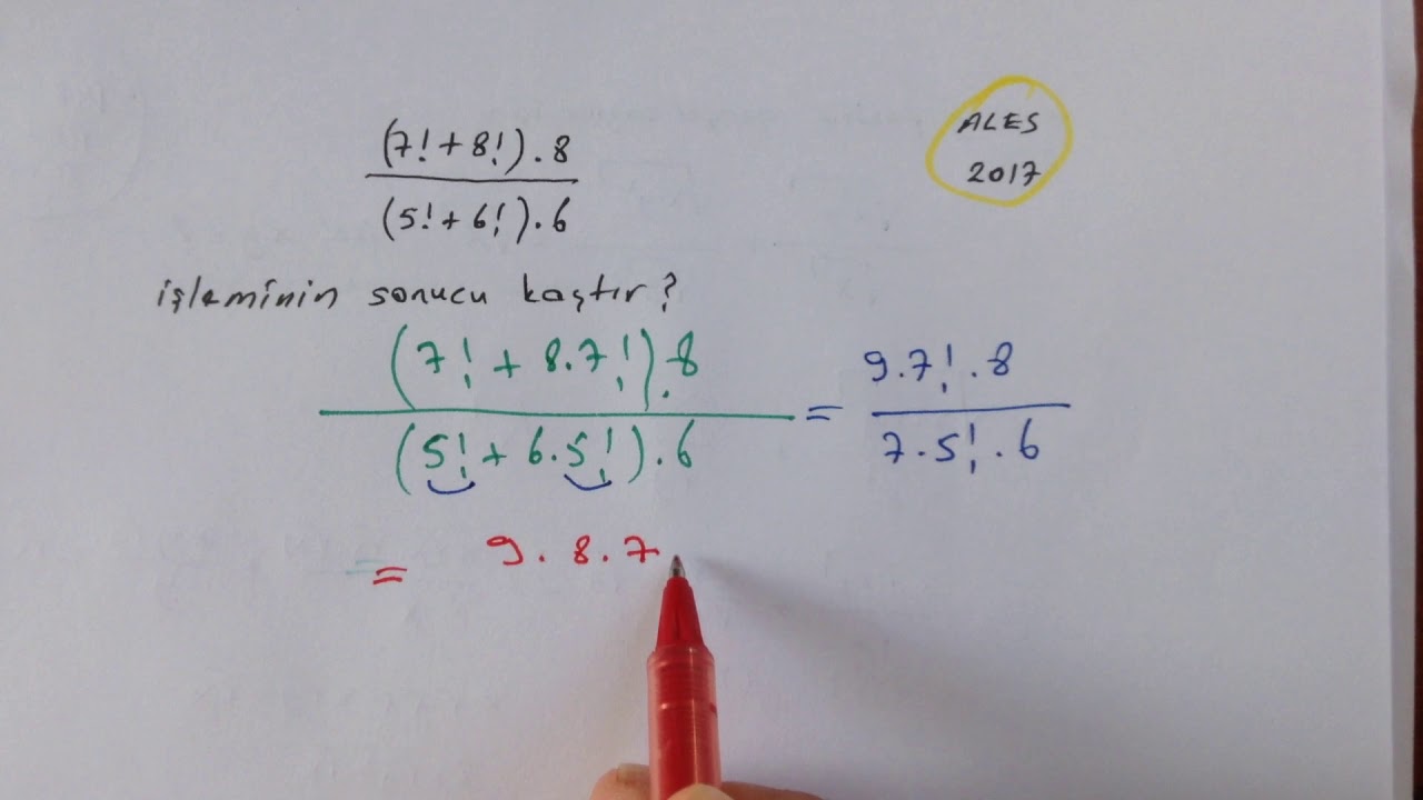 DGS ve ALES  sınavlarında çıkmış faktöriyel  soruların  benzerleri - TYT - KPSS Önlisans Matematik