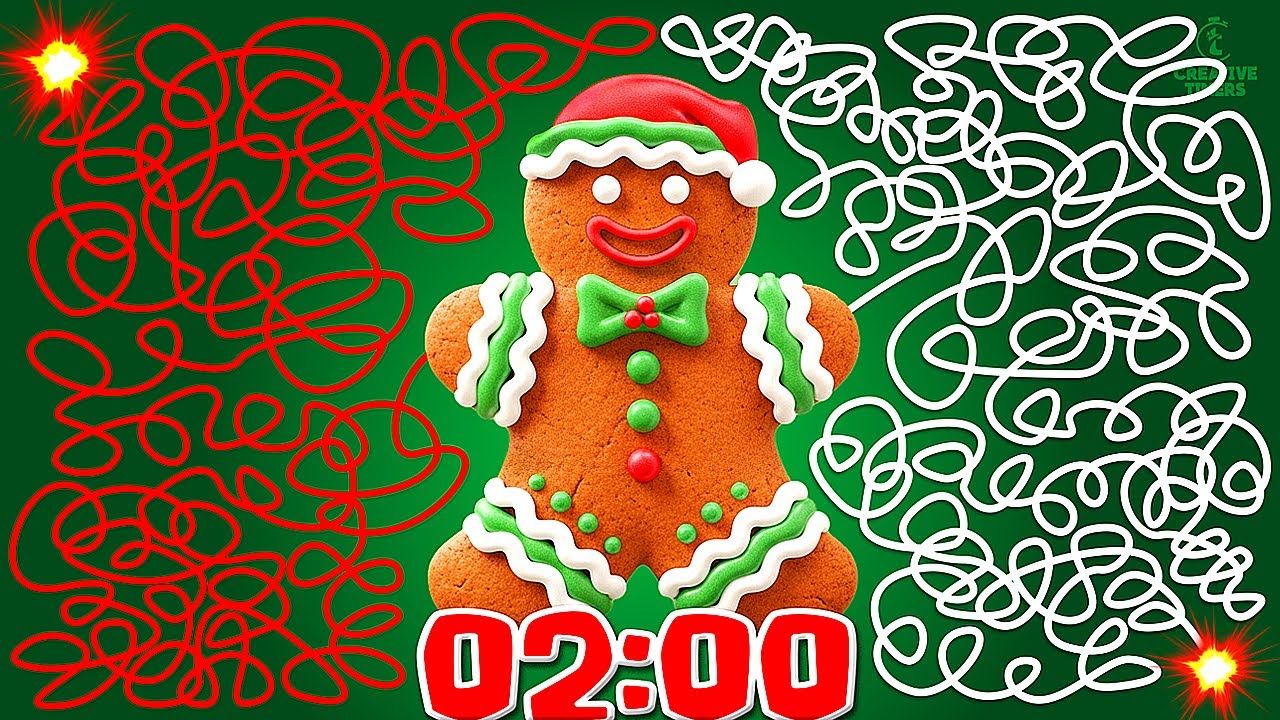 2 MINUTE Timer - GINGERBREAD MAN (COOKIE BOMB) 🎄🍪 Christmas Countdown With Music
