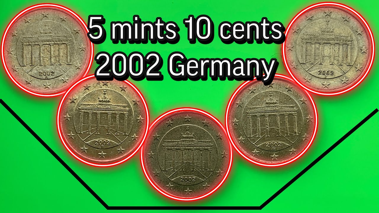 5 mints euro coins 10 cent 2002 Germany