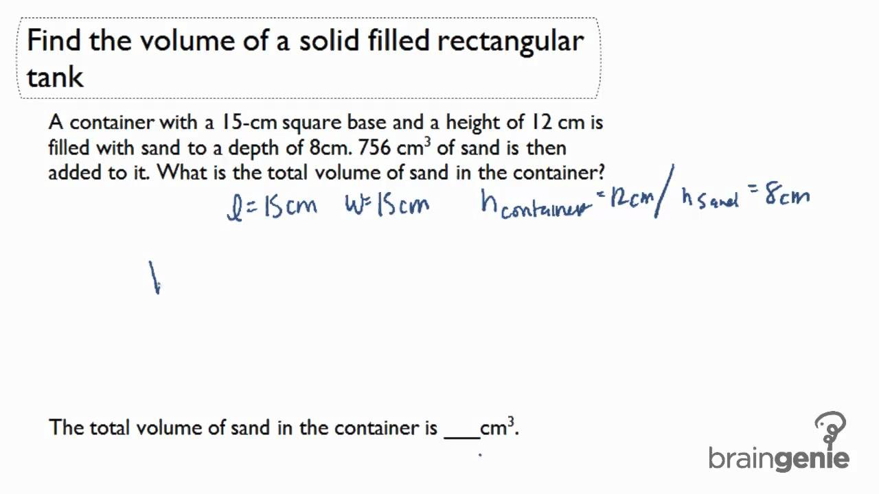 5.2.1 Find the volume of a solid filled rectangular tank