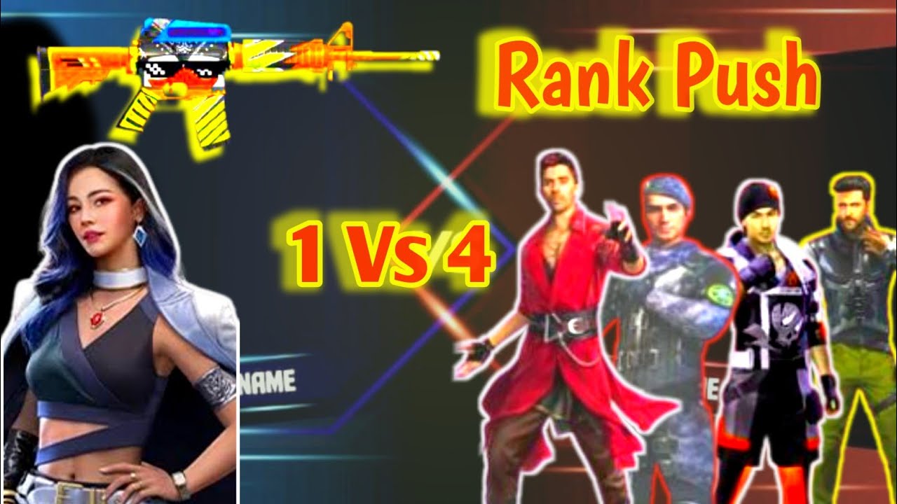 Free Fire Rank Push 🔥 1 vs 4 Clutch Gameplay | Solo vs Squad