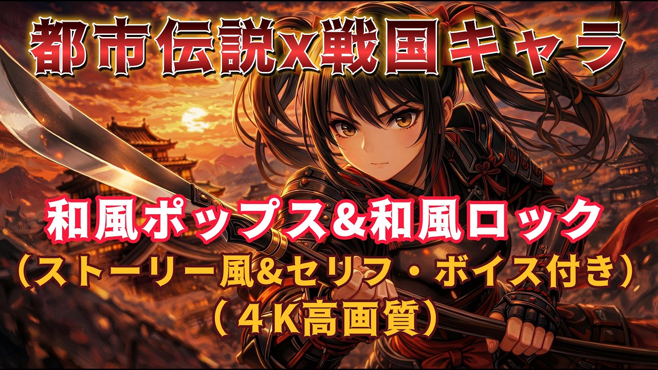【和風ロック×ポップス】都市伝説 x 戦国キャラ ｜ストーリー風&セリフ付き・ボイス付き / リラックス / 作業用BGM / 1時間 / 癒し 【4K】