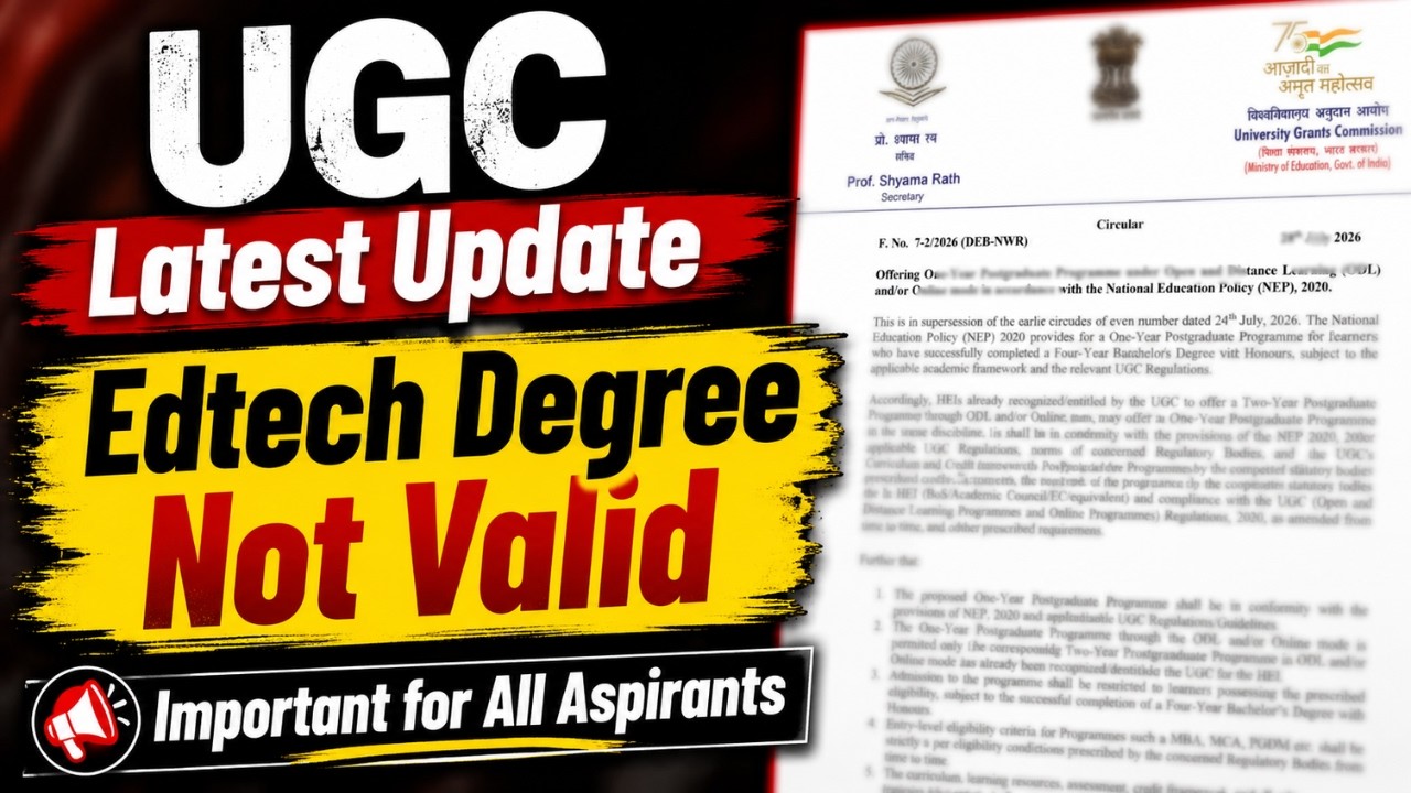 UGC New Update Important for All Aspirants | Edtech Degree Invalid | UGC NET 2026 Update