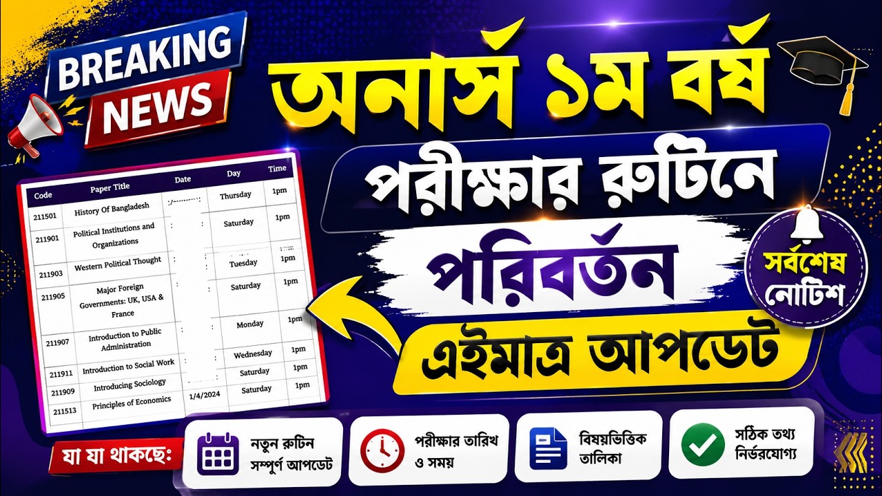 ব্রেকিং🔥অনার্স ১ম বর্ষ পরীক্ষার রুটিন পরিবর্তন || Honours 1st year exam Routine 2026