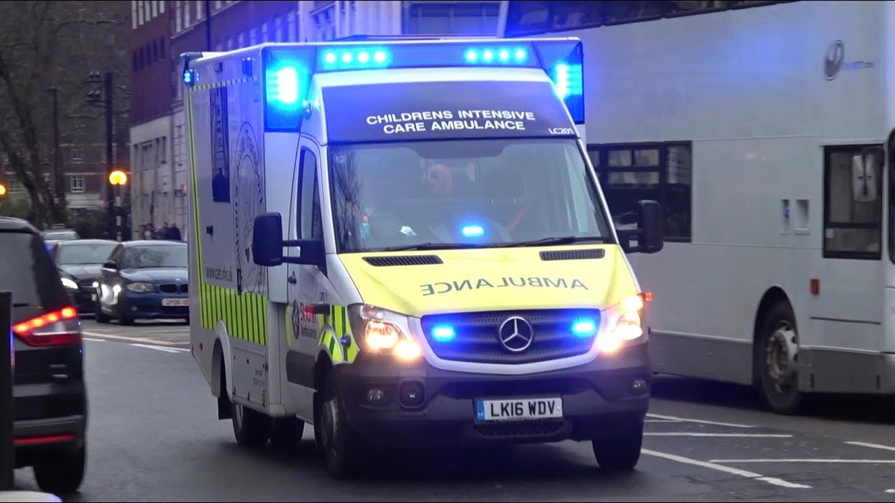Children's Intensive Care Ambulance responding with TWO-TONE HORNS!