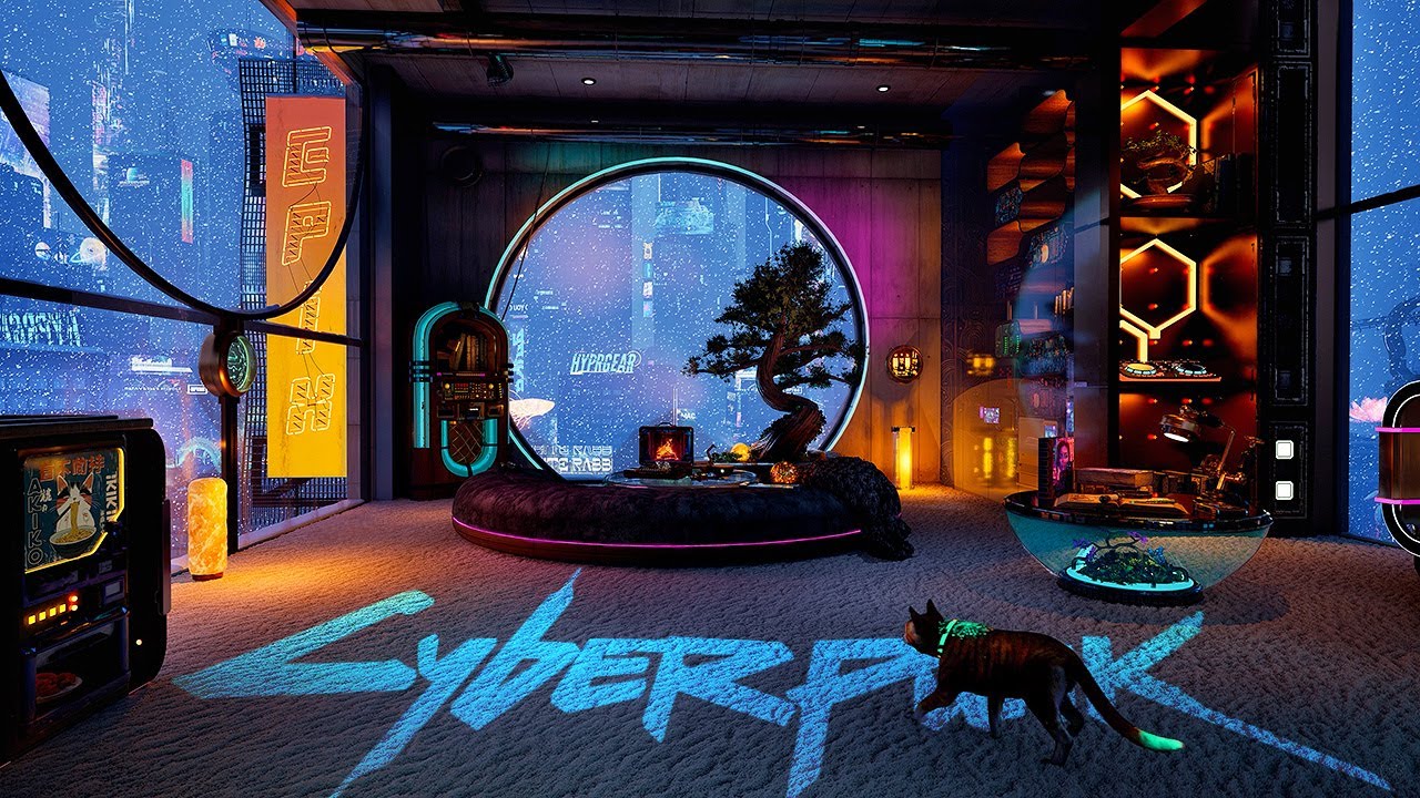 Winter Cyberpunk Apartment Ambience 🌨️ Relax & Sleep in a Cozy Atmosphere | Original Synth-Music 🎶
