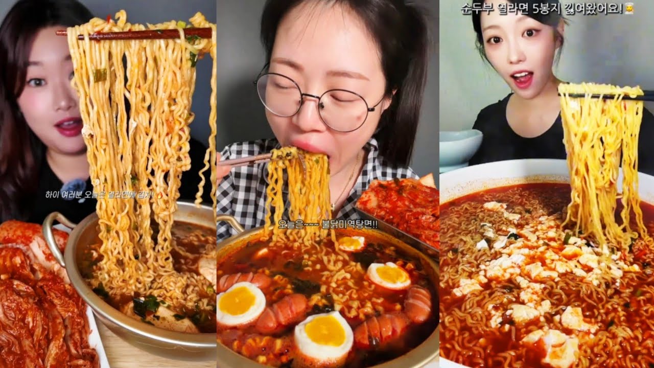 💯 DELICIOUS SATISFYING ASMR KOREAN SOUP NOODLES MUKBANG COMPILATION EXTREMELY SPICY NOODLES 🍜