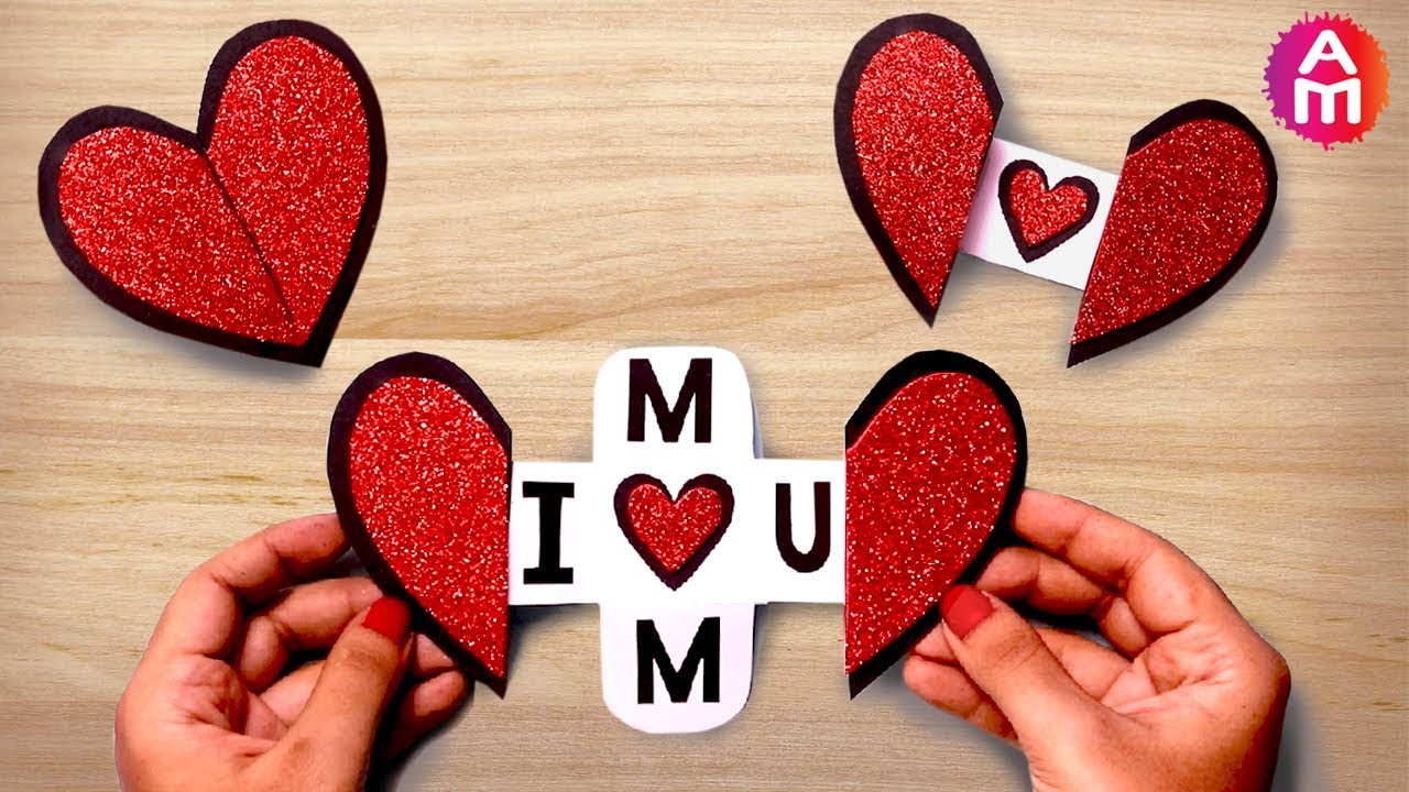 Mother's day special card | Beautiful handmade heart shape greeting cards idea |  Artsy Madhu 51