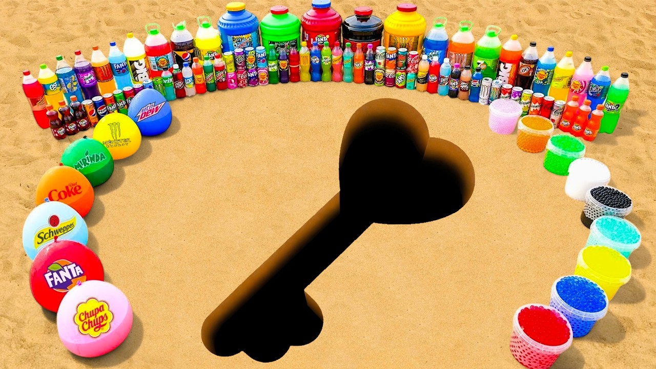 Big Toothpaste Eruptions from Heart Key hole, Giant Fanta, Mtn Dew, Coca Cola vs Mentos & Sodas