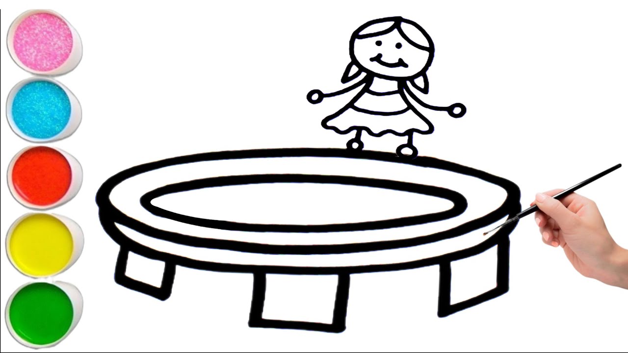 Trampoline Drawing | Easy drawing Trampoline | Trampoline park for kids