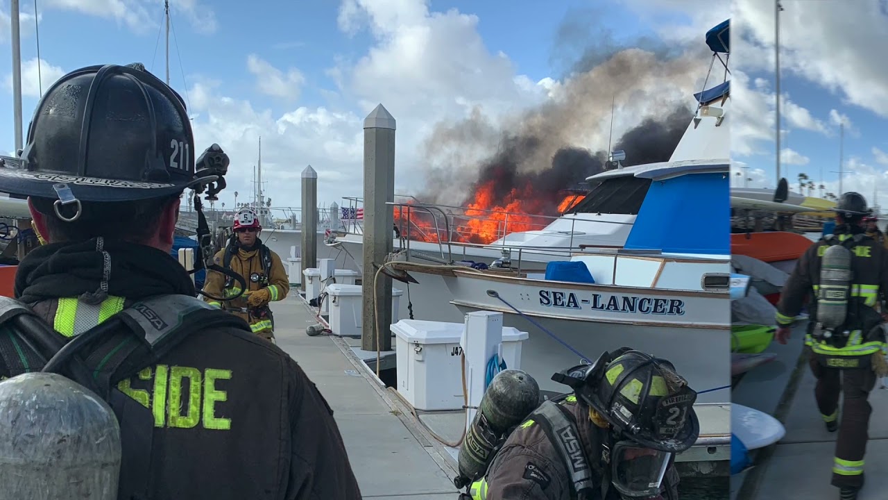 Oceanside Fire - Harbor Incident Command Boat Fire 2021-03-05