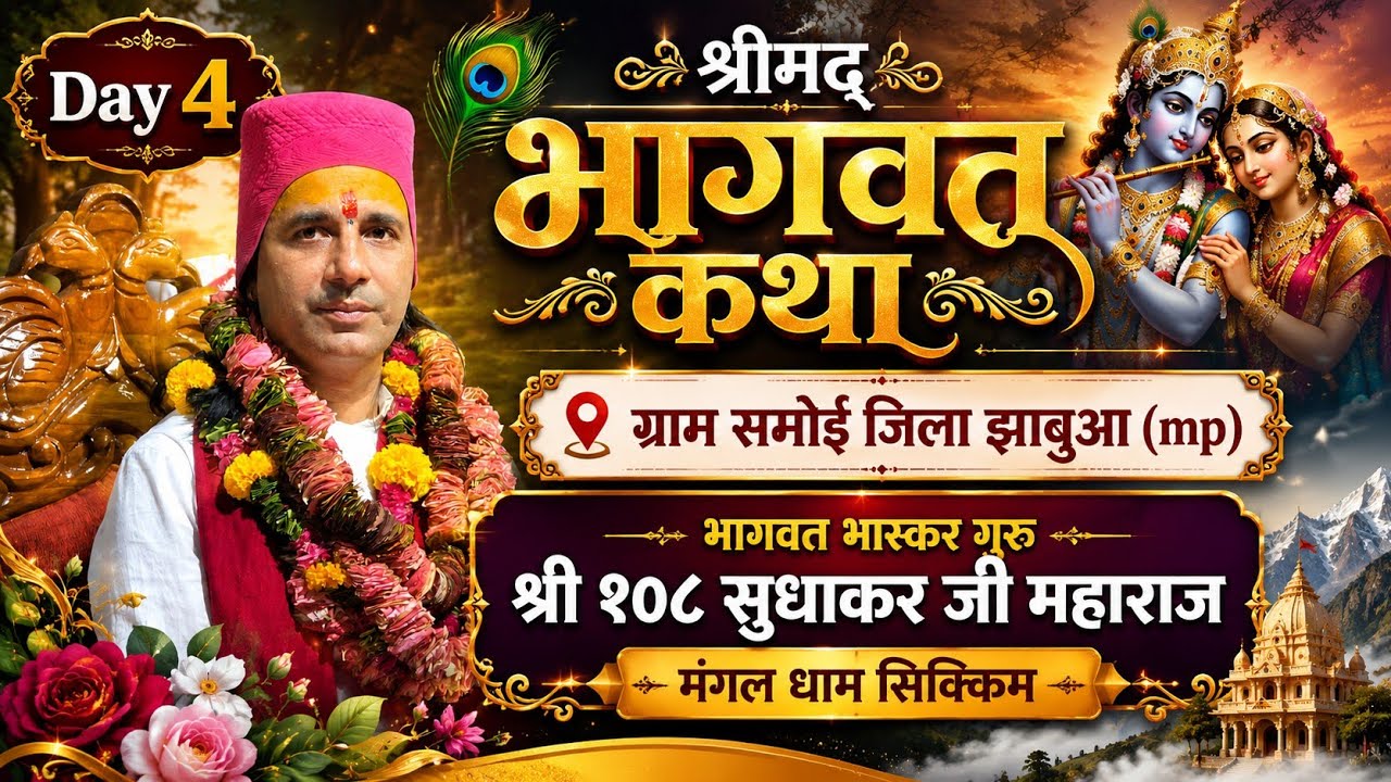 Day 4 | श्रीमद् भागवत कथा समोई (mp)| महंत श्री १०८ सुधाकर जी महाराज,मंगल धाम सिक्किम 