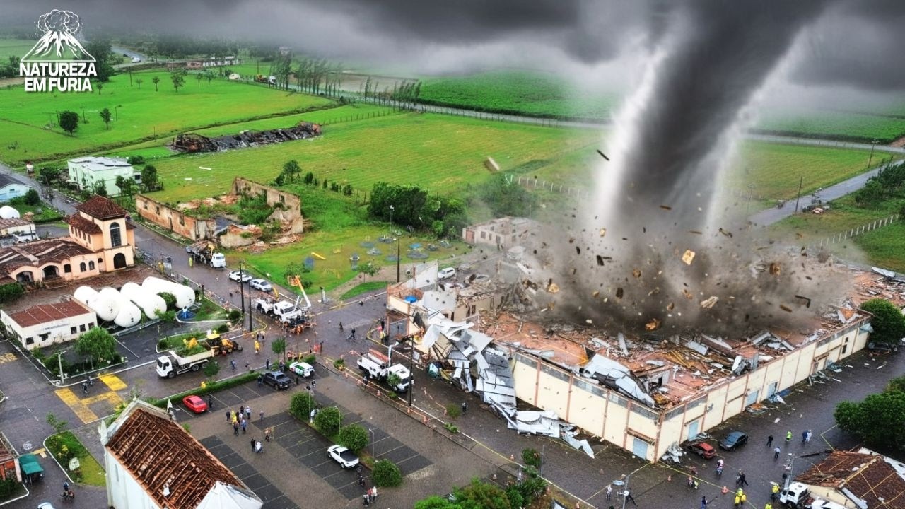 TORNADO devasta Flores da Cunha no RS! Um RASTRO de Destrui&ccedil;&atilde;o em SEGUNDOS!