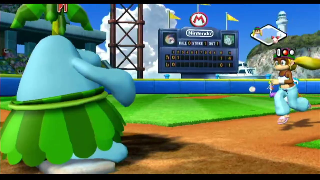 Mario Super Sluggers: Mario Fireballs vs. Luigi Knights (Level 4 cpu. No commentary) (request)