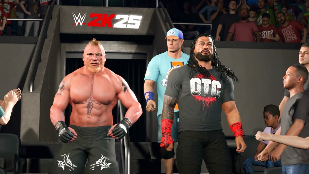 WWE 2K25 Brock Lesnar Roman Reigns & John Cena Vs Randy Orton