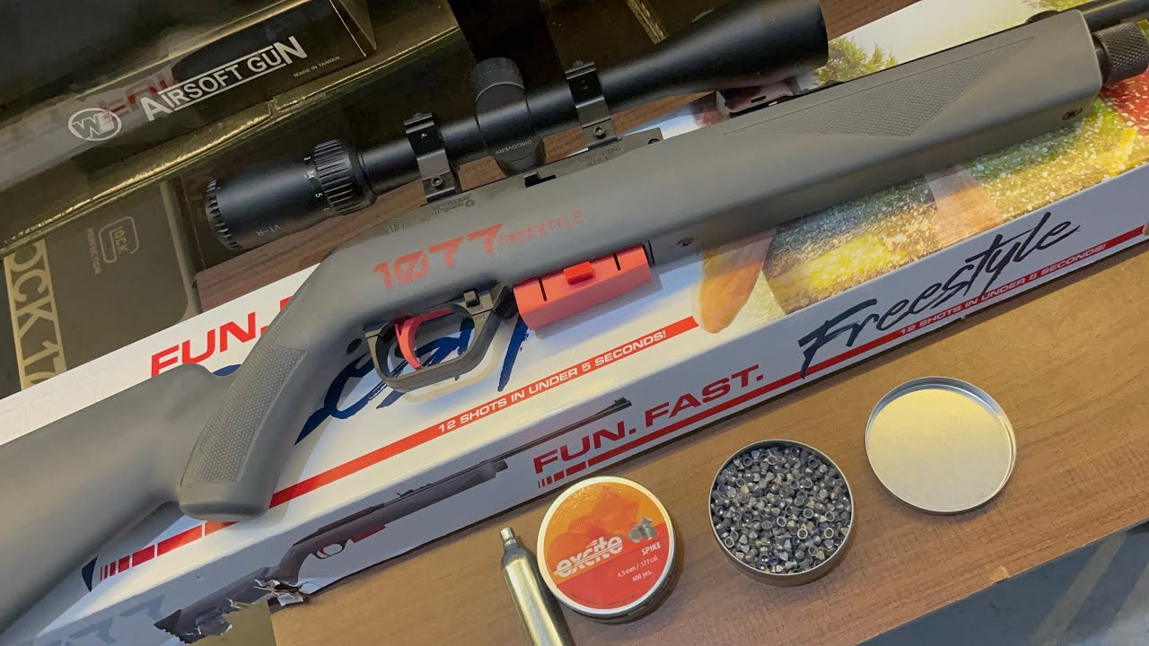 Wasak ang Lata Crosman Freestyle 1077 C02 Powered unboxing and testing