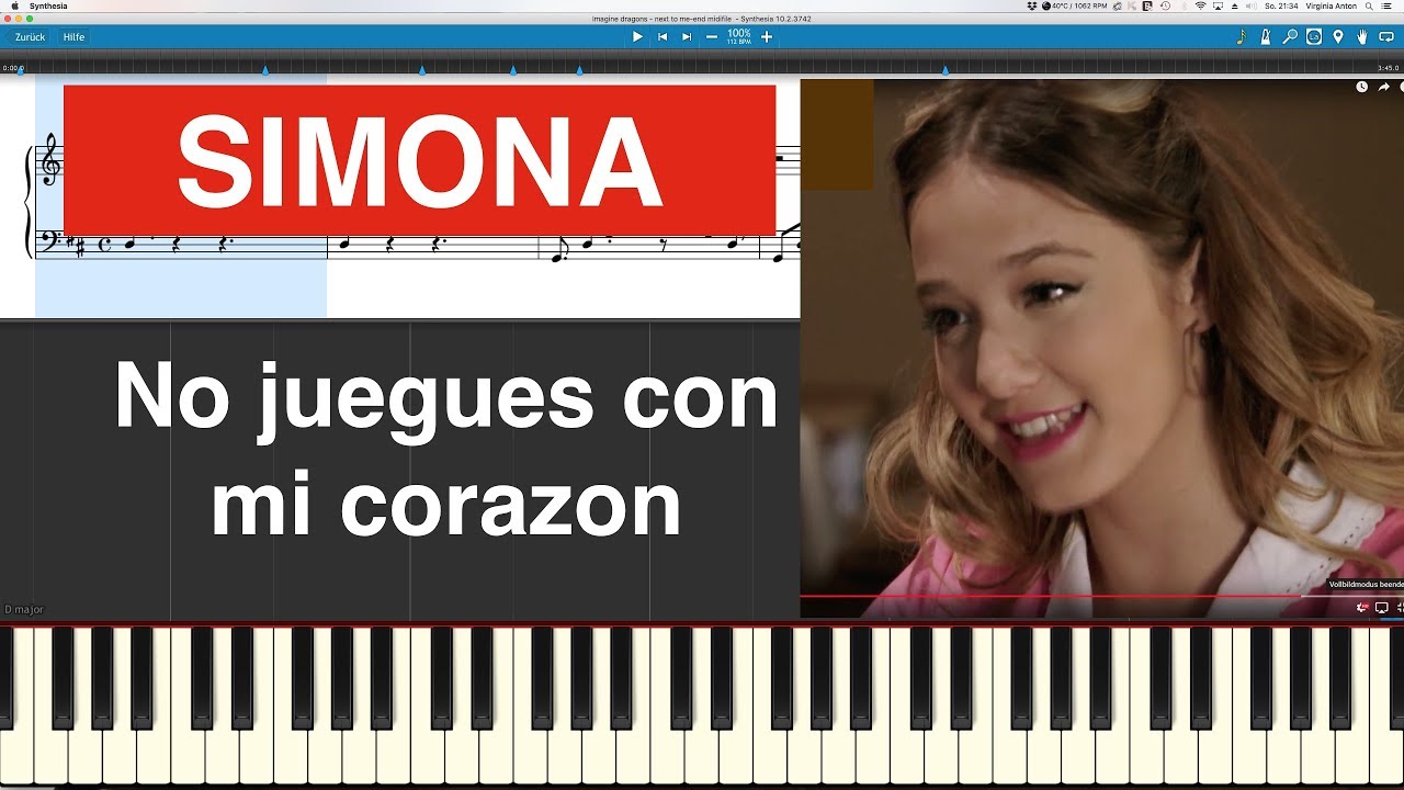 SIMONA - No juegues con mi corazon - Piano Cover Midi Tutorial Sheet