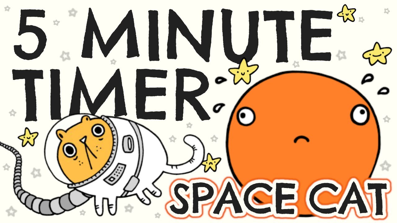 5 Minute Countdown Timer: Cartoon Space Cat with Supernova!