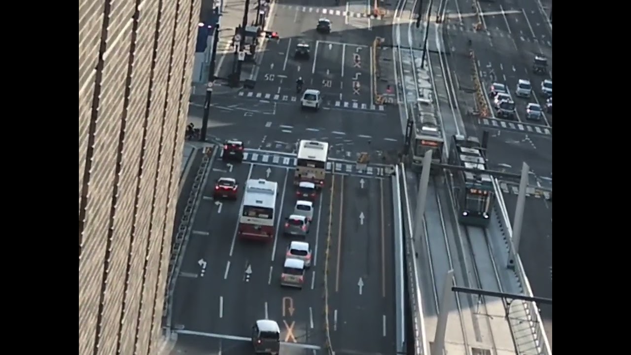 広島電鉄路面電車ミナモア9階から撮影！！