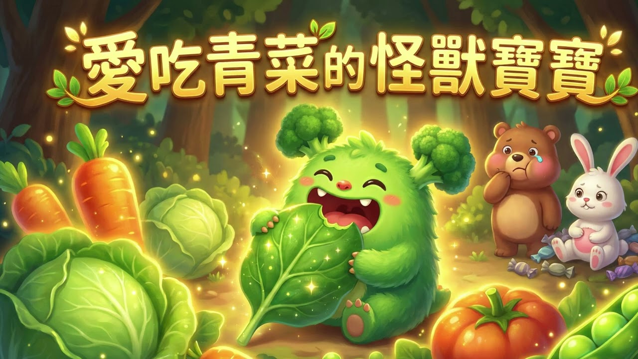 🥦 愛吃青菜的怪獸寶寶 🥬｜堅持做對的事，健康最重要！｜床邊故事/兒童繪本
