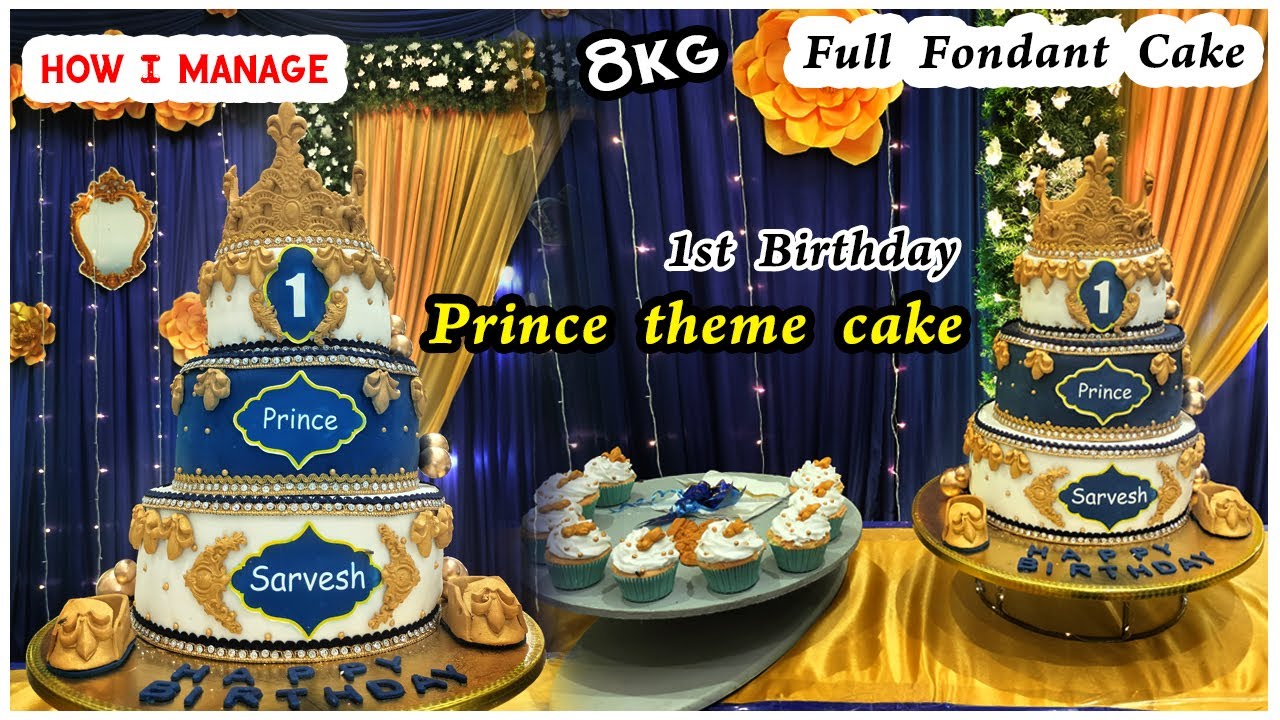 1st Bday Prince theme Cake | 8kg Full fondant 😍 Expensive Cake Making 😍 | JKR Cakes | Fondant tips