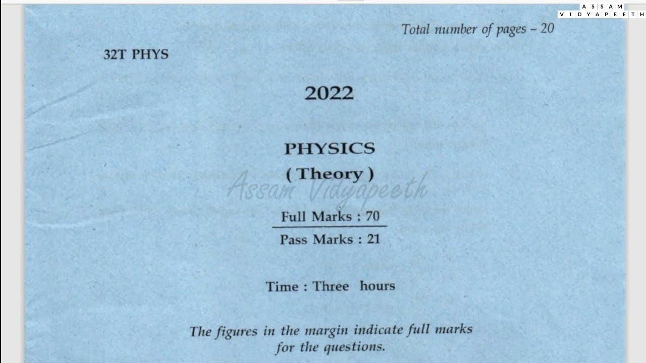 HS Final 2022 PHYSICS Question Paper (AHSEC) | @assamvidyapeeth | PYQs 2014-2023