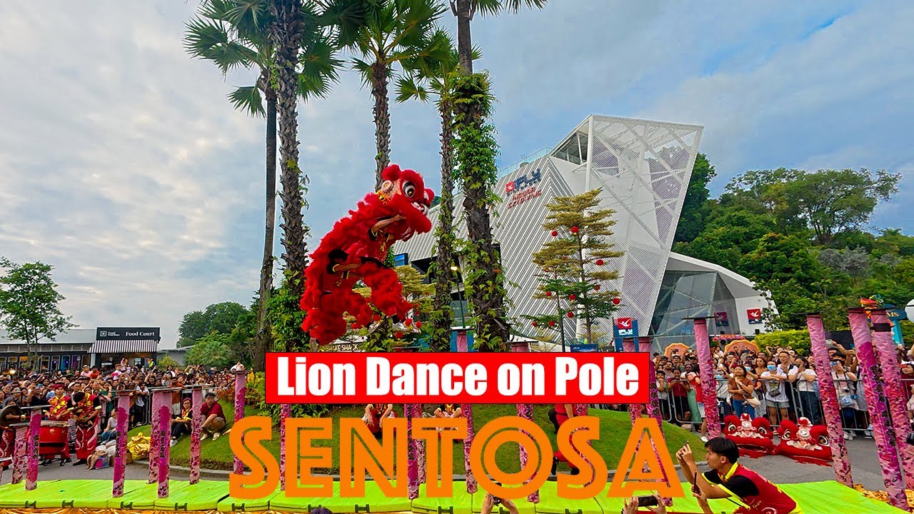 I Witnessed the MOST EPIC Lion Dance on Poles at Sentosa!