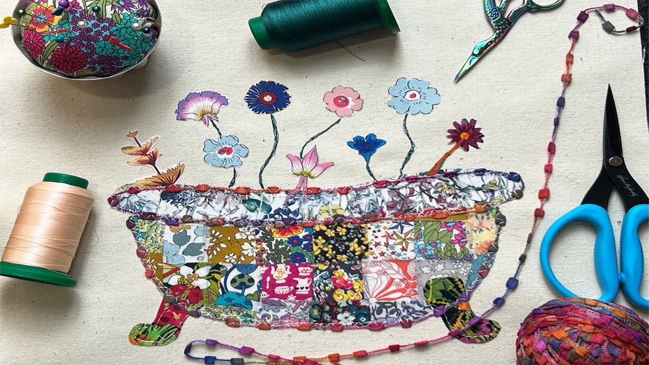 Scrappy Fabric Project, Textile Art, Upcycle Liberty, Free Motion Embroidery #scrapfabricprojects