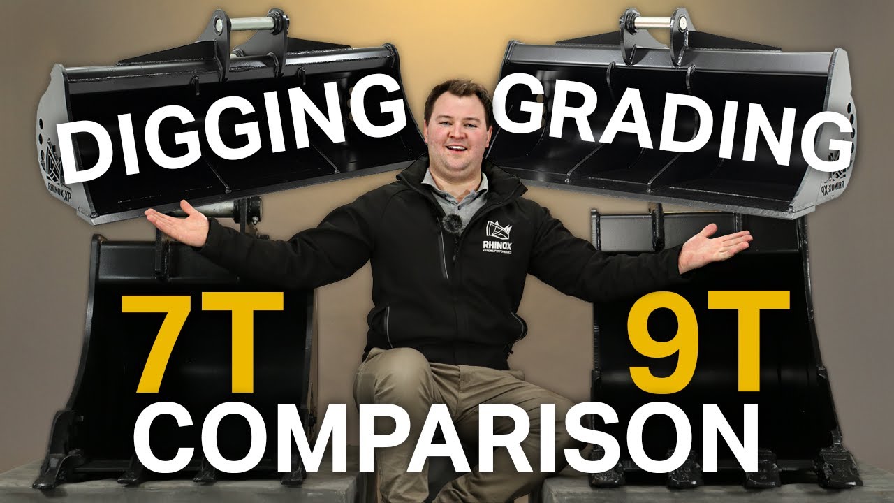 7 TON VS 9 TON - Rhinox Digging & Grading Bucket Comparison!