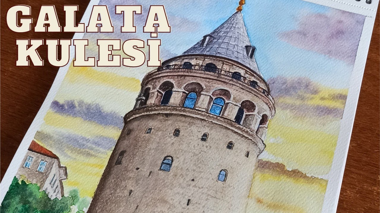 Galata kulesi nasıl çizilir? / Çizim ve boyama Suluboya ile / Watercolor painting 🎨