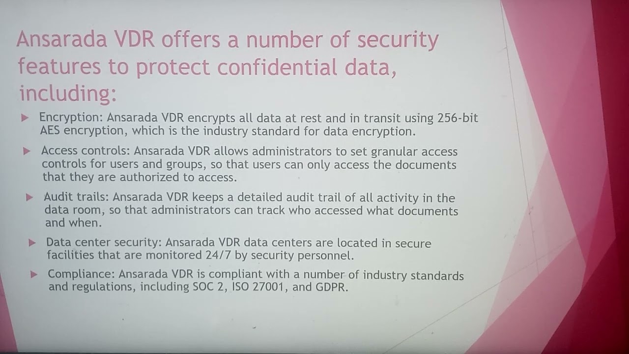 Ansarada Virtual Data Room's Security Features