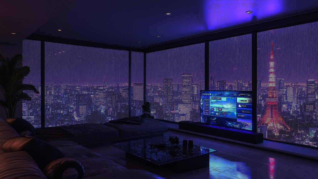 Tokyo Night Rain 🌙 Cozy Apartment Window View with Tokyo Tower | Relaxing Rain for Sleep & Study